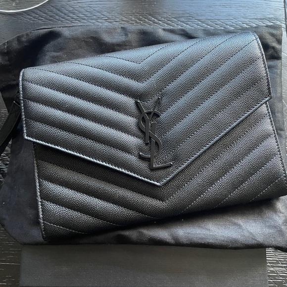 YSL Black Quilted Wristlet - Picture 2 of 6